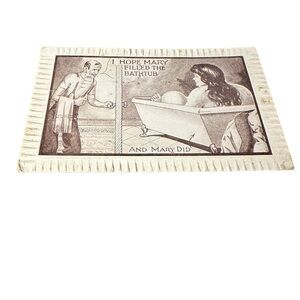 Vtg 1911 Postcard Lewd Humor Mary Filling Bathtub Posted Embossed Edges Note